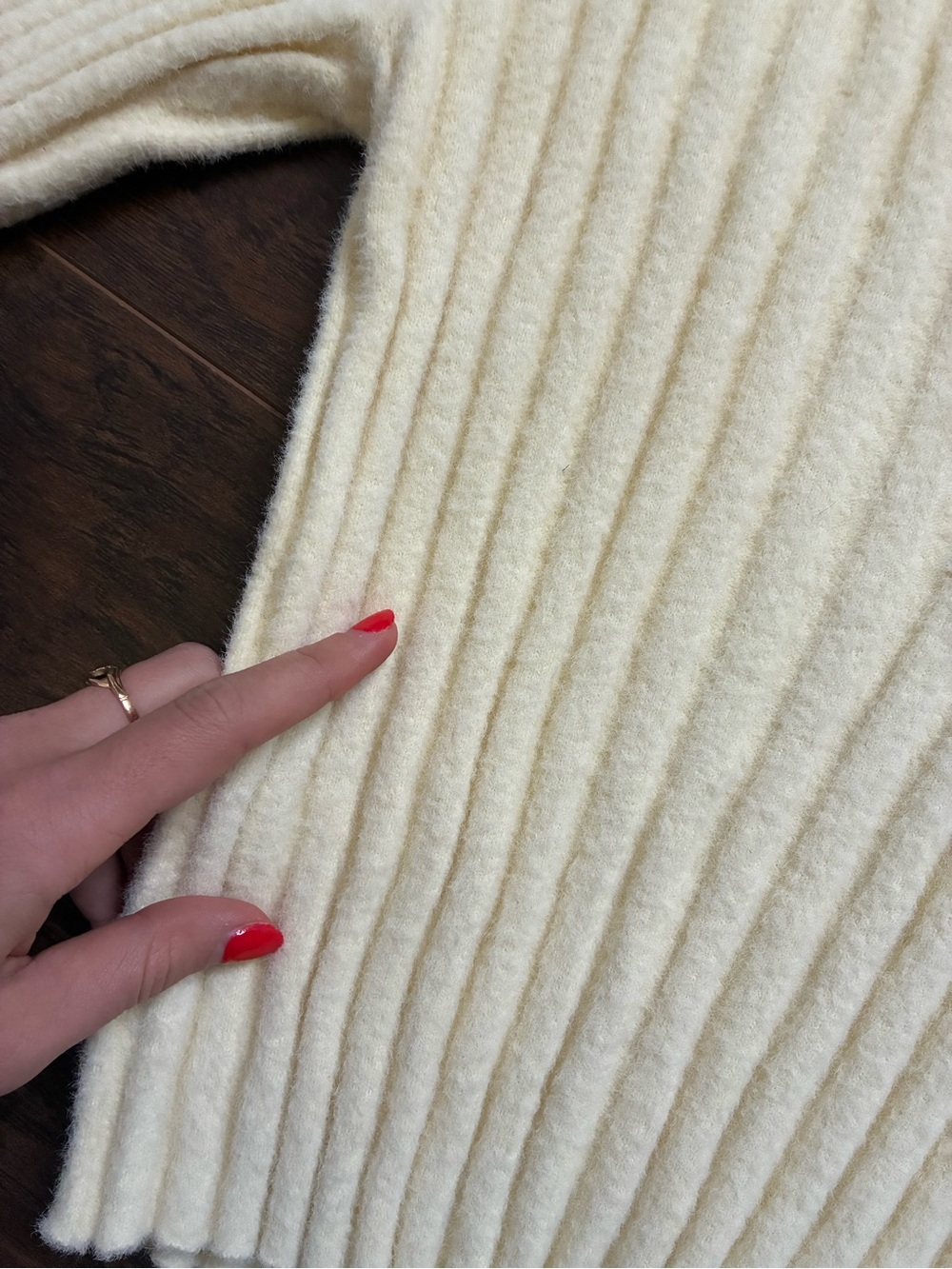 Zara Cream Ribbed Button down - Picture 6 of 6